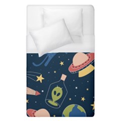 Seamless-pattern-with-funny-aliens-cat-galaxy Duvet Cover (single Size) by Wav3s