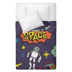 Vector Flat Space Design Background With Text Duvet Cover Double Side (single Size) by Wav3s