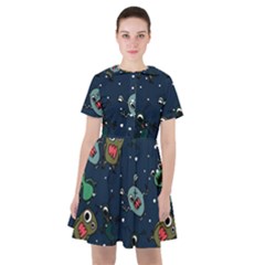 Monster-alien-pattern-seamless-background Sailor Dress by Wav3s