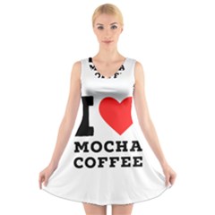 I Love Mocha Coffee V-neck Sleeveless Dress by ilovewhateva