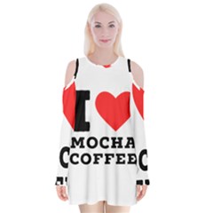 I Love Mocha Coffee Velvet Long Sleeve Shoulder Cutout Dress by ilovewhateva