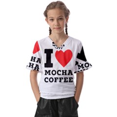 I Love Mocha Coffee Kids  V-neck Horn Sleeve Blouse by ilovewhateva