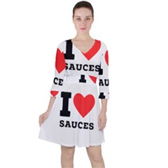 I Love Sauces Quarter Sleeve Ruffle Waist Dress by ilovewhateva