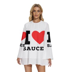 I Love Sauces Round Neck Long Sleeve Bohemian Style Chiffon Mini Dress by ilovewhateva