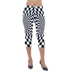 Optical Illusion Chessboard Tunnel Lightweight Velour Capri Leggings  by Ndabl3x