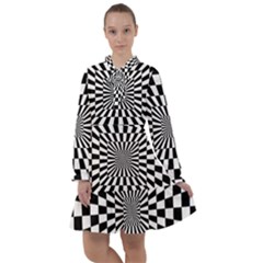 Optical Illusion Chessboard Tunnel All Frills Chiffon Dress by Ndabl3x