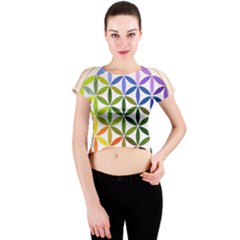 Mandala Rainbow Colorful Crew Neck Crop Top by Ndabl3x