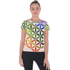 Mandala Rainbow Colorful Short Sleeve Sports Top  by Ndabl3x