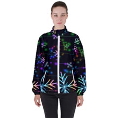 Snowflakes Snow Winter Christmas Women s High Neck Windbreaker by Ndabl3x