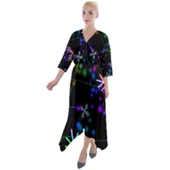 Snowflakes Snow Winter Christmas Quarter Sleeve Wrap Front Maxi Dress by Ndabl3x