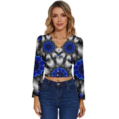 Kaleidoscope Abstract Round Long Sleeve V-neck Top by Ndabl3x