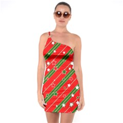 Christmas Paper Star Texture One Shoulder Ring Trim Bodycon Dress by Ndabl3x