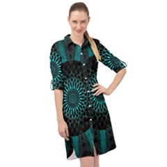 Ornament District Turquoise Long Sleeve Mini Shirt Dress by Ndabl3x