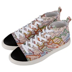 Map Europe Globe Countries States Men s Mid-top Canvas Sneakers by Ndabl3x