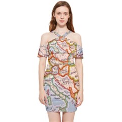 Map Europe Globe Countries States Shoulder Frill Bodycon Summer Dress by Ndabl3x