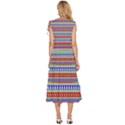 Christmas Color Stripes Pattern V-Neck Drawstring Shoulder Sleeveless Maxi Dress View4