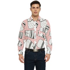 Cute Cats Cartoon Seamless-pattern Men s Long Sleeve Pocket Shirt  by Vaneshart