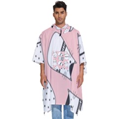 Cute Cats Cartoon Seamless-pattern Men s Hooded Rain Ponchos by Vaneshart