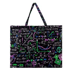 Math-linear-mathematics-education-circle-background Zipper Large Tote Bag by Vaneshart