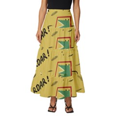 Childish-seamless-pattern-with-dino-driver Tiered Ruffle Maxi Skirt by Vaneshart