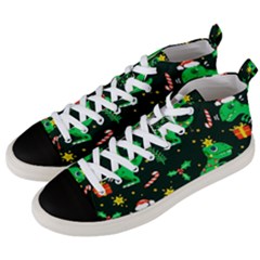 Christmas-funny-pattern Dinosaurs Men s Mid-top Canvas Sneakers by Vaneshart