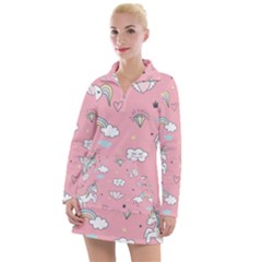 Cute-unicorn-seamless-pattern Women s Long Sleeve Casual Dress by Vaneshart