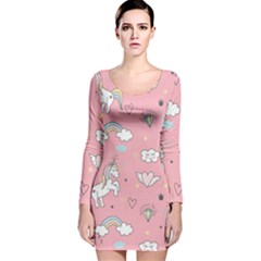 Cute-unicorn-seamless-pattern Long Sleeve Velvet Bodycon Dress by Vaneshart