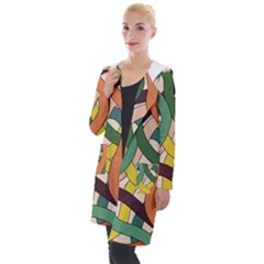 Snake Stripes Intertwined Abstract Hooded Pocket Cardigan by Vaneshop