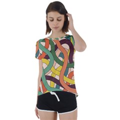 Snake Stripes Intertwined Abstract Short Sleeve Open Back Tee by Vaneshop