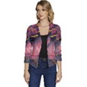 Pink Texture Resin Women s Casual 3/4 Sleeve Spring Jacket View1