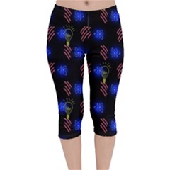 Background Pattern Graphic Velvet Capri Leggings  by Vaneshop