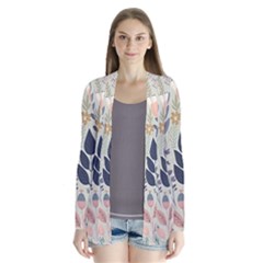 Flower Floral Pastel Drape Collar Cardigan by Vaneshop