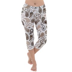 Paisley Pattern Background Graphic Lightweight Velour Capri Yoga Leggings by Vaneshop