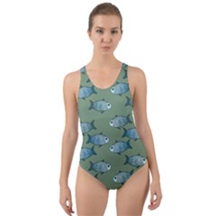 Fishes Pattern Background Theme Cut-out Back One Piece Swimsuit by Vaneshop