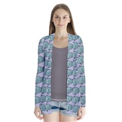 Fishes Pattern Background Theme Art Drape Collar Cardigan by Vaneshop