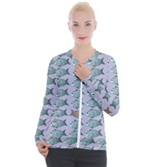 Fishes Pattern Background Theme Art Casual Zip Up Jacket by Vaneshop