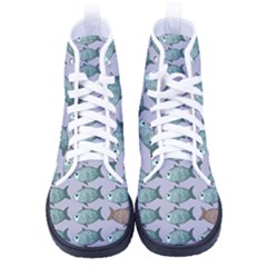 Fishes Pattern Background Theme Art Kid s High-top Canvas Sneakers by Vaneshop