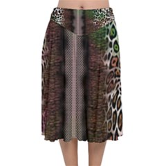 Leopard Animal Shawl Honeycomb Velvet Flared Midi Skirt by Vaneshop