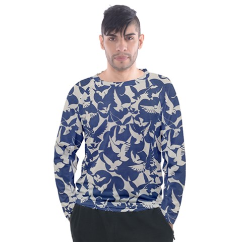 Bird Animal Animal Background Men s Long Sleeve Raglan Tee by Vaneshop