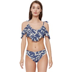 Bird Animal Animal Background Ruffle Edge Tie Up Bikini Set	 by Vaneshop