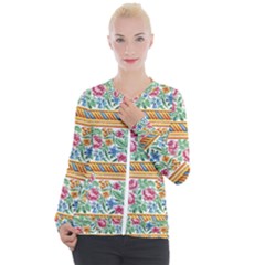 Flower Fabric Design Casual Zip Up Jacket by Vaneshop