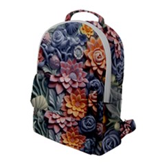 3d Flower Bloom Embossed Pattern Flap Pocket Backpack (large) by Vaneshop