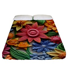 Flower Bloom Embossed Pattern Fitted Sheet (queen Size) by Vaneshop