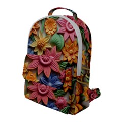 Flower Bloom Embossed Pattern Flap Pocket Backpack (large) by Vaneshop