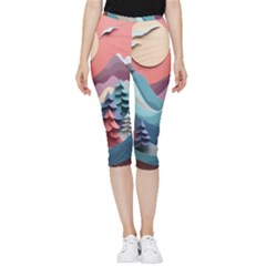 Paper Art Pastel Inside Out Lightweight Velour Capri Leggings  by Vaneshop