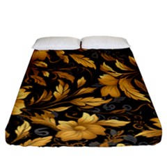 Flower Gold Floral Fitted Sheet (california King Size) by Vaneshop