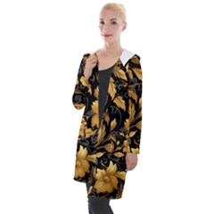 Flower Gold Floral Hooded Pocket Cardigan by Vaneshop