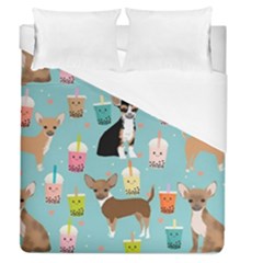 Chihuahua Bubble Kawaii Boba Tea Cute Dog Duvet Cover (queen Size) by Wav3s