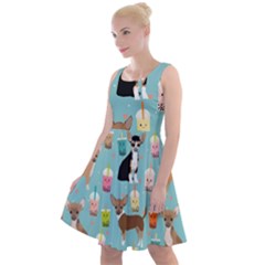 Chihuahua Bubble Kawaii Boba Tea Cute Dog Knee Length Skater Dress by Wav3s