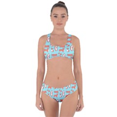 Corgis On Teal Criss Cross Bikini Set by Wav3s